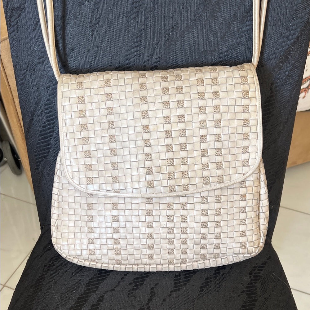 Bottega Veneta Beige Cream Woven Leather Crossbody Bag